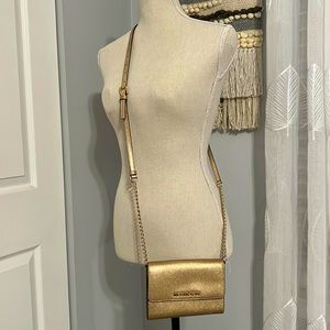 Michael kors gold metallic crossbody bag